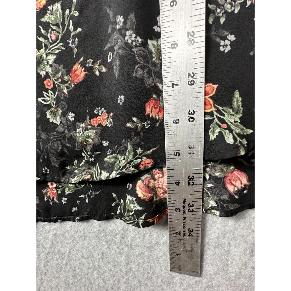 Torrid Womens 4 Chiffon Floral Blouse Short Sleeve Black Georgette Top Flaw - Picture 9 of 9